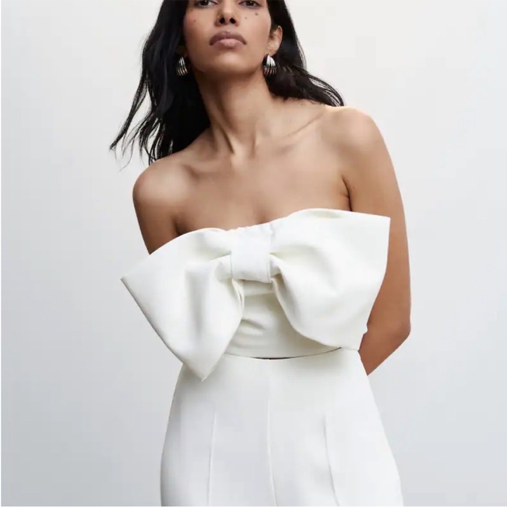 Mango White Strapless Top for Brides/Events